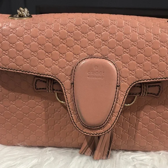 Gucci Pink Leather medium Microguccissima Emily Shoulder Bag - Picture 8 of 10